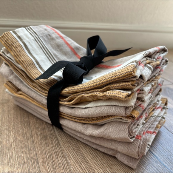 🍂Williams Sonoma Herringbone French Striped Cotton Napkin 22x22 inch Set of 7 - Picture 1 of 11